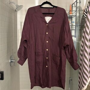 Not perfect linen Livorno shirt dress jacket grape wine